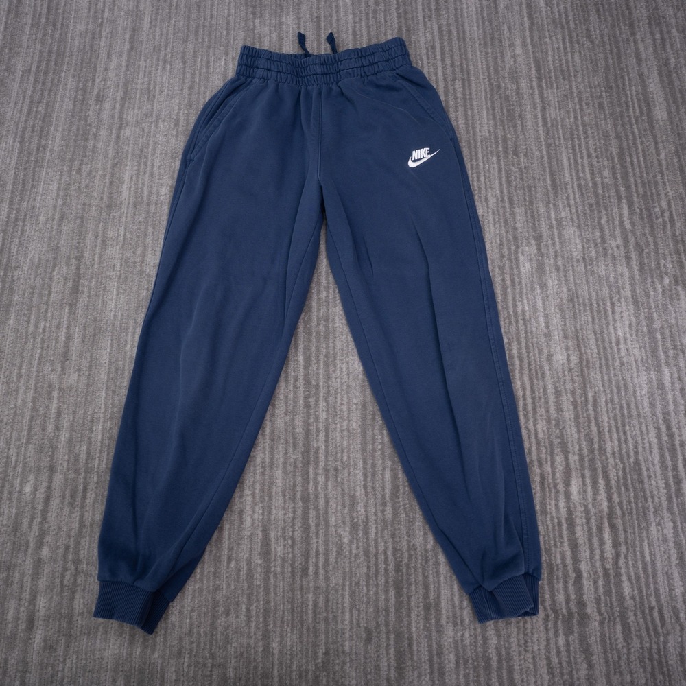 Nike Joggers Women Large Navy Blue Excellent Fleece Sweatpants Logo